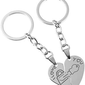 Stainless Steel Heart Couple Keychains – Engraved with Love