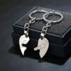 Stainless Steel Heart Couple Keychains – Engraved with Love - Image 2