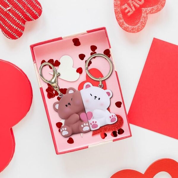 Valentine's Day Matching Bear Keychains – A Gift for Him & Her