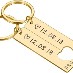 Golden Anniversary Engraved Date Couple Keychain