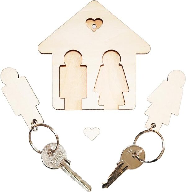 LAC Wooden Couple Keychain for Him and Her