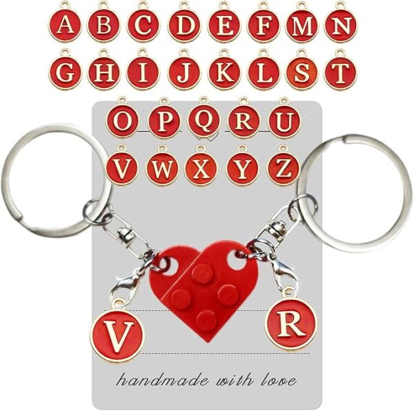 Personalized Brick Matching Heart Keychains - Gifts for Mom, Dad, Couple, Boyfriend, Girlfriend, Lovers