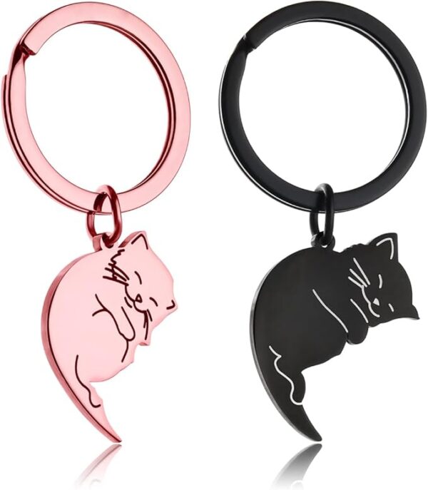 Matching Couple Gift for Boyfriend Girlfriend Friend Valentine's Day Gift Ideal Stuff for Him Her Best Cat Keychain