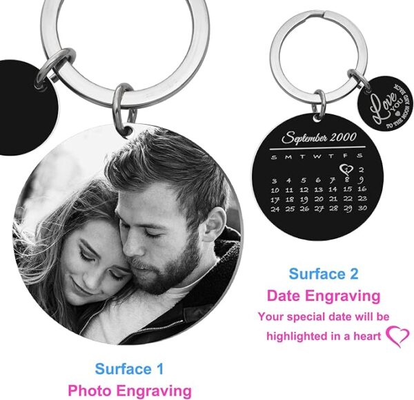 Custom Keychain with Picture Personalized Photo Gift for Boyfriend Girlfriend - Made in USA