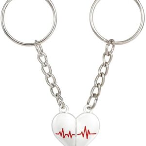 ECG Couple Magnetic Love Keychain