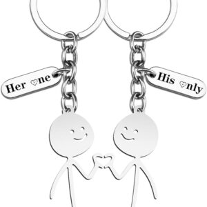 Matching Doodle Keychains for Couples – 2Pcs Gift Set for Anniversary, Valentine’s Day, or Birthday