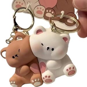 Cartoon Bear Magnetic Couple Keychain Set – Cute Resin Love Key Ring