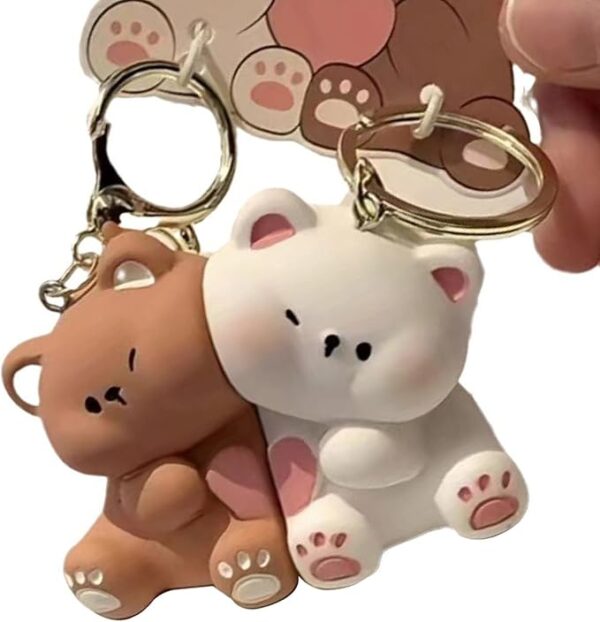 Cartoon Bear Magnetic Couple Keychain Set – Cute Resin Love Key Ring