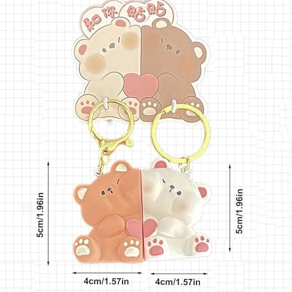 Cartoon Bear Magnetic Couple Keychain Set – Cute Resin Love Key Ring