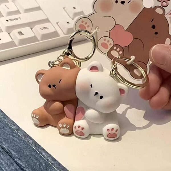 Cartoon Bear Magnetic Couple Keychain Set – Cute Resin Love Key Ring