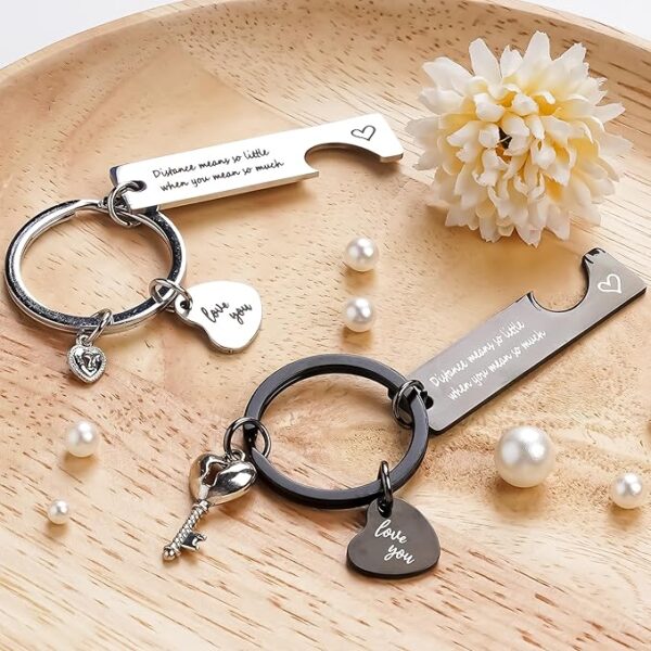 Long Distance Engraved Love Message Keychain – Gift for Boyfriend, Girlfriend, Husband, or Wife