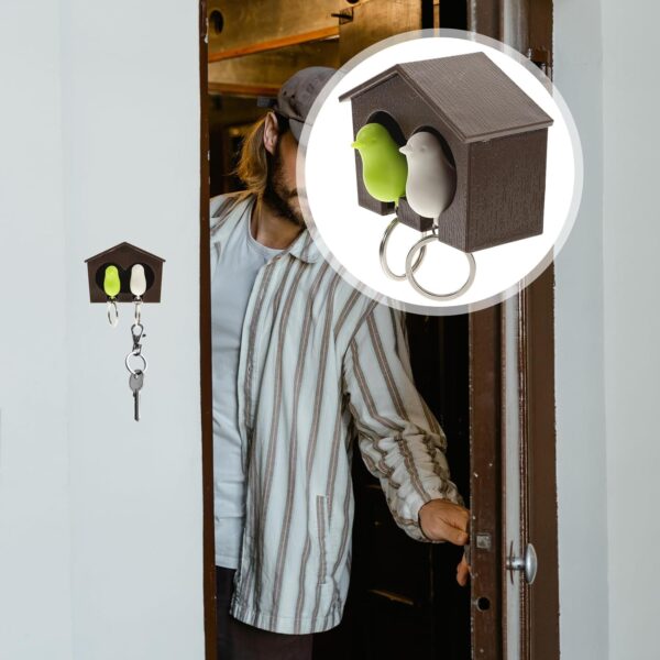 BESTOYARD Sparrow Bird Couple Keychain & Wall Key Holder – Coffee Color