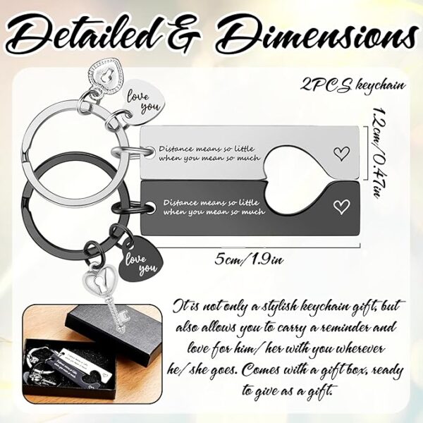 Long Distance Engraved Love Message Keychain – Gift for Boyfriend, Girlfriend, Husband, or Wife
