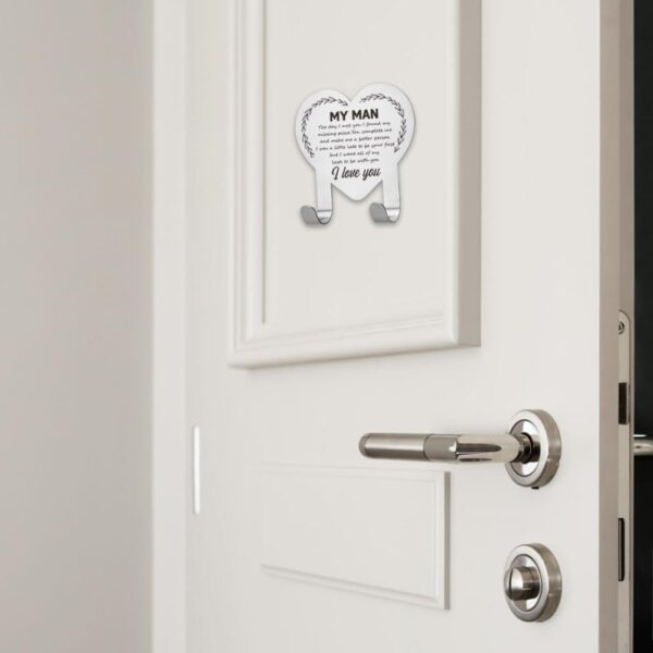 "To My Man" Couple Key Holder for Wall – Stainless Steel with Inspirational Quote, 3.14"x3.14"