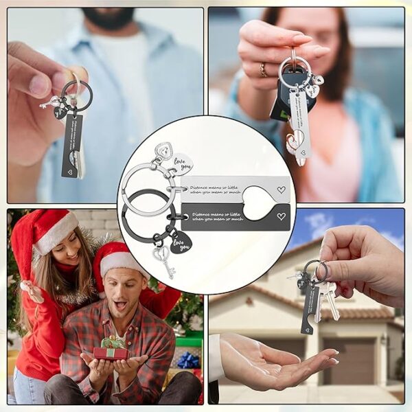 Long Distance Engraved Love Message Keychain – Gift for Boyfriend, Girlfriend, Husband, or Wife