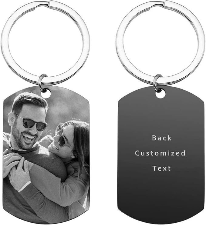 Personalized Photo Couple Keychain - Engraved Text
