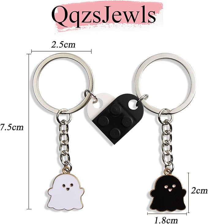 Matching Ghost Halloween Boo Couple Keychain