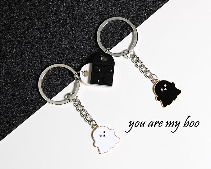 Matching Ghost Halloween Boo Couple Keychain